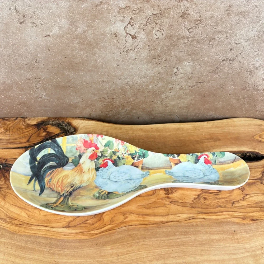 Keller-Charles Philadelphia Melamine Rooster Hen Farmhouse Spoon Rest